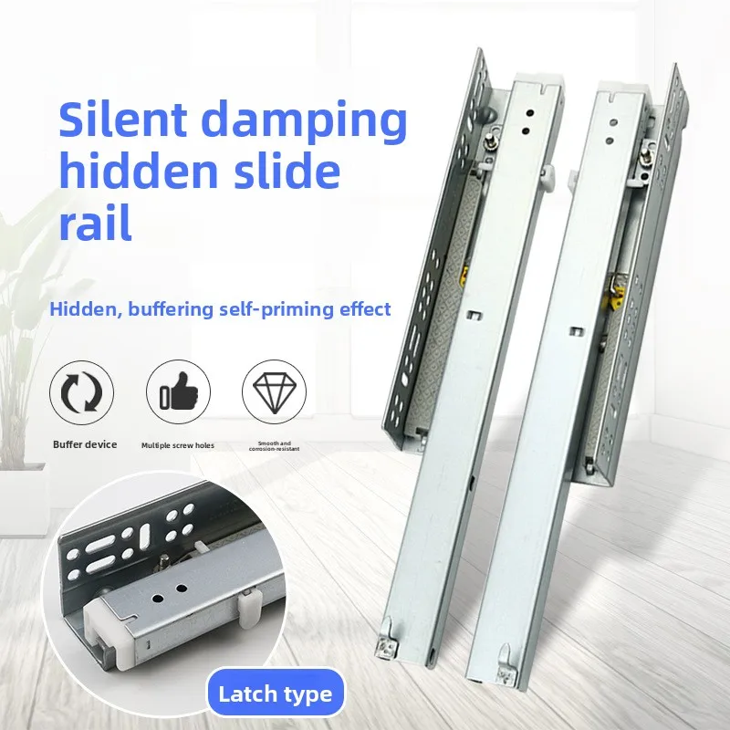 Concealed Three Section Soft Close Wardrobe Drawer Slides In Galvanized Steel Insertion Pin Mounting To Mm Options Or Boards