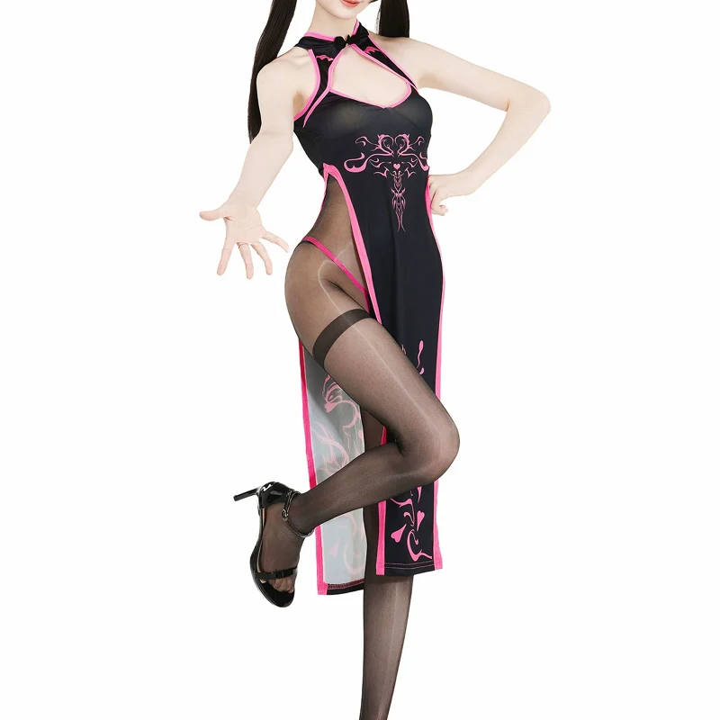 Retro Cheongsam Devil Women High Fork Dress Fairy Totem Uniform Abyssal Charm Demon Halloween Cosplay Costume view 3