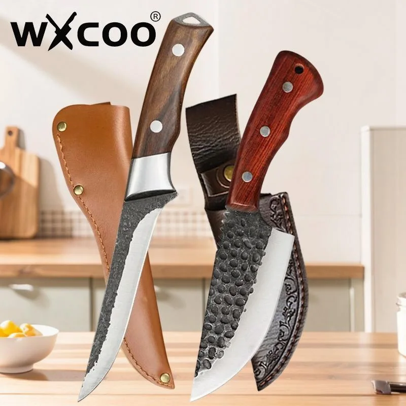 WXCOO Ultra-Knife Forged Boning Kitchen Butcher's Stainless Meat Cleaver Hammered Chef's Steel Fruit Peeler Kitchen Knives