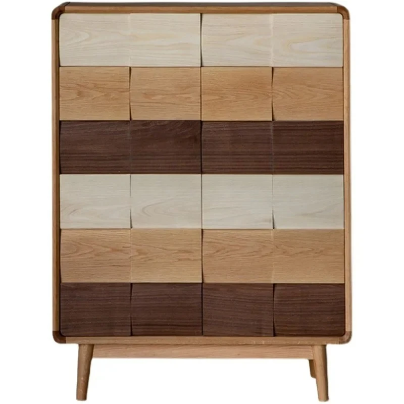 Y Shoe cabinet, entrance cabinet, round edge retro door, home folio, oak, black walnut, white wax, wabi, sandy wind