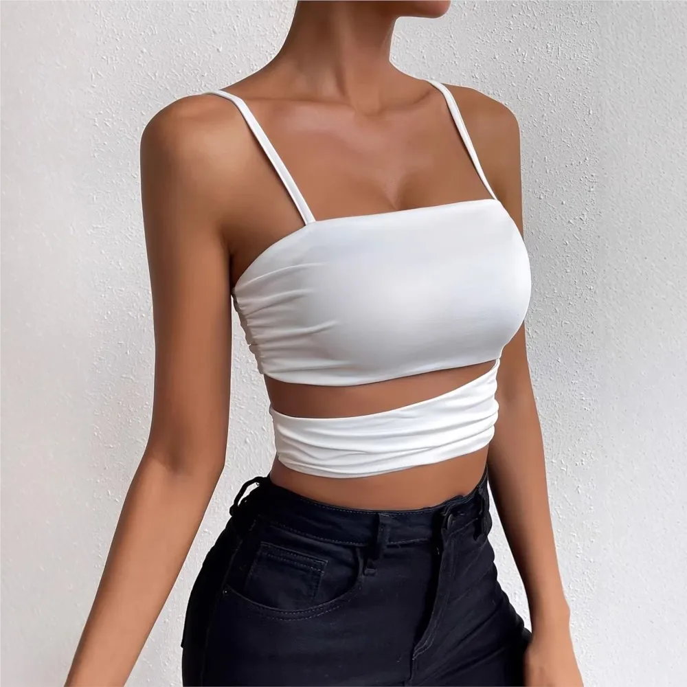 New Women's Sexy Irregular Pleated Halter Top Personalized Slimming Chest-hugging