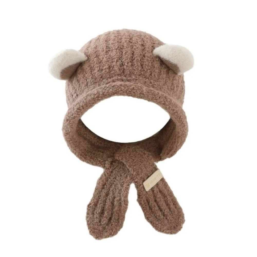 

New Cute Ears Integrated Hat Scarf Set Warm Neck Warmer Coldproof Windproof Beanie Hat 0-2Y