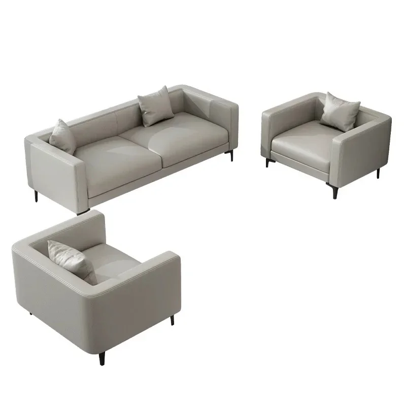 

л # Современный офисный диван для руководителя, серый офисный диван, кожаный диван для гостиной, секционный диван для отдыха, набор