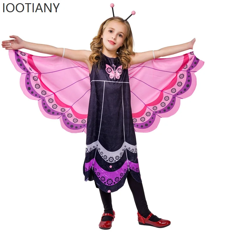 

IOOTIANY Halloween Little Girl Children's Dance Performance Butterfly Wings Fairy Princess Dress Cosplay Carnival Party Costume