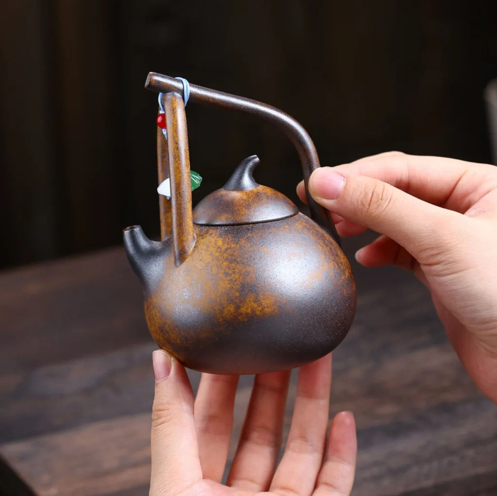 200ml Handmade Yixing Zisha Clay Teapot Eggplant Shape Tiliang Teapot Chai Shao Kiln Firing Purple Sand Tea Pot for Gongfu Tea