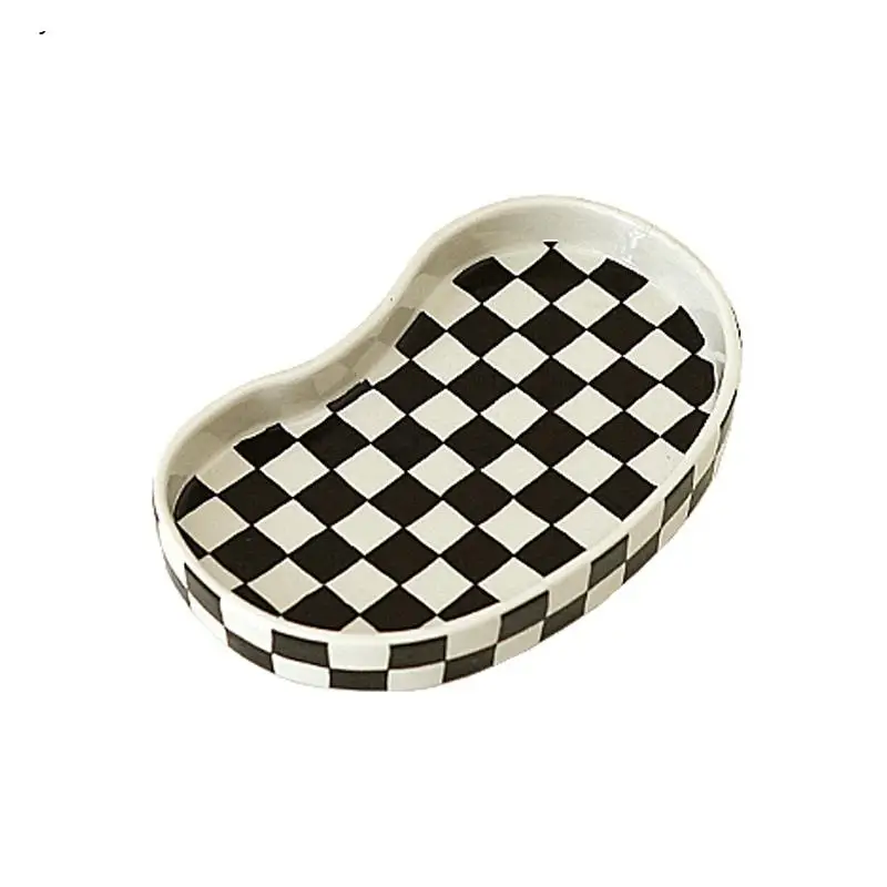 

Black and White Lattice Storage Tray Shaped Cake Desktop Decoration Living Room Coffee Table Candy