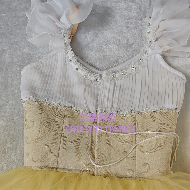 Bt01580 tamanho personalizado de alta qualidade crianças meninas ballet dança desempenho wear gilsay creme longo vestido tutu romântico