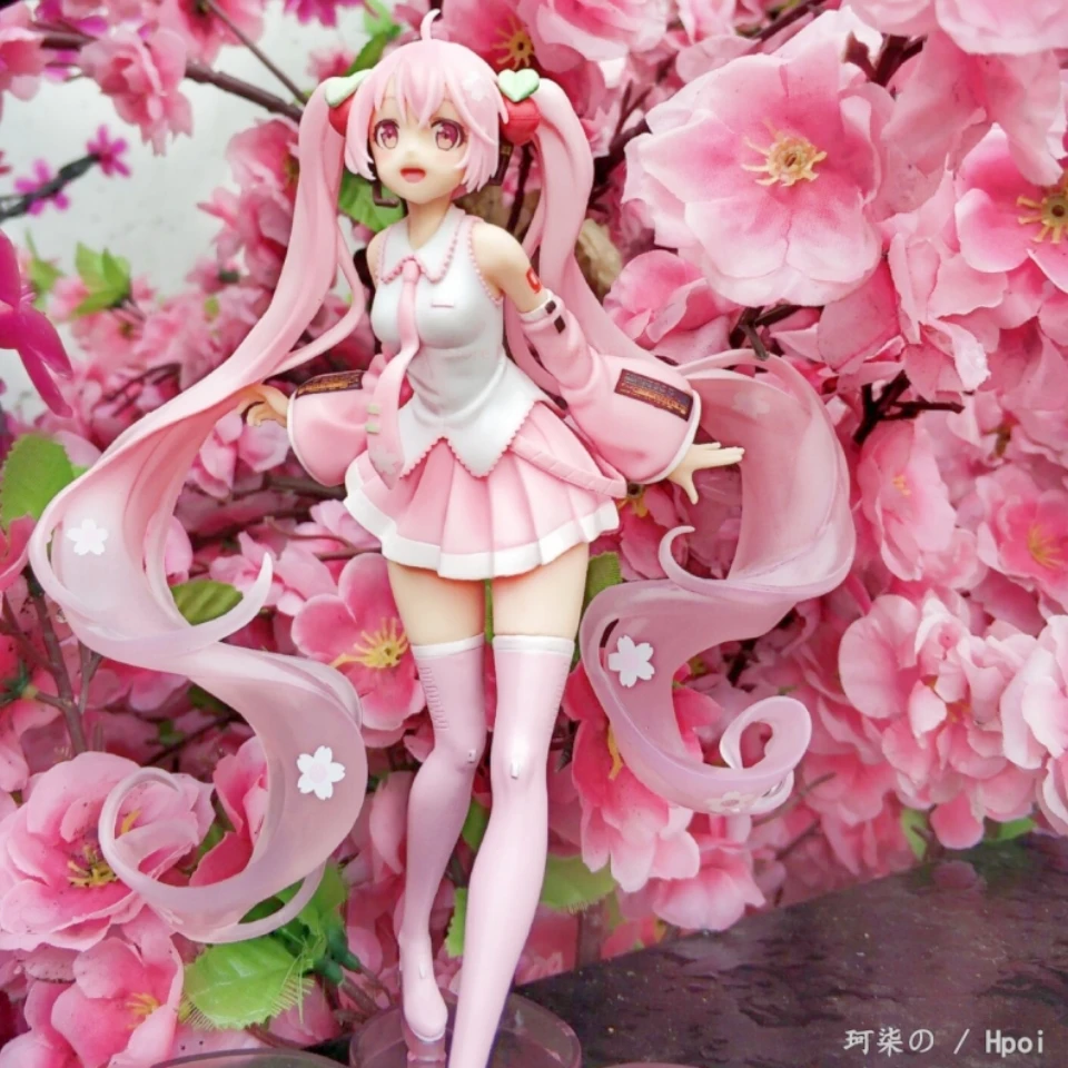 Original Anime Kawaii Beautiful Girl Pink Cherry Blossom Hatsune Miku Pvc Action Doll Model Moon Goddess Moon Rabbit Toy Gift