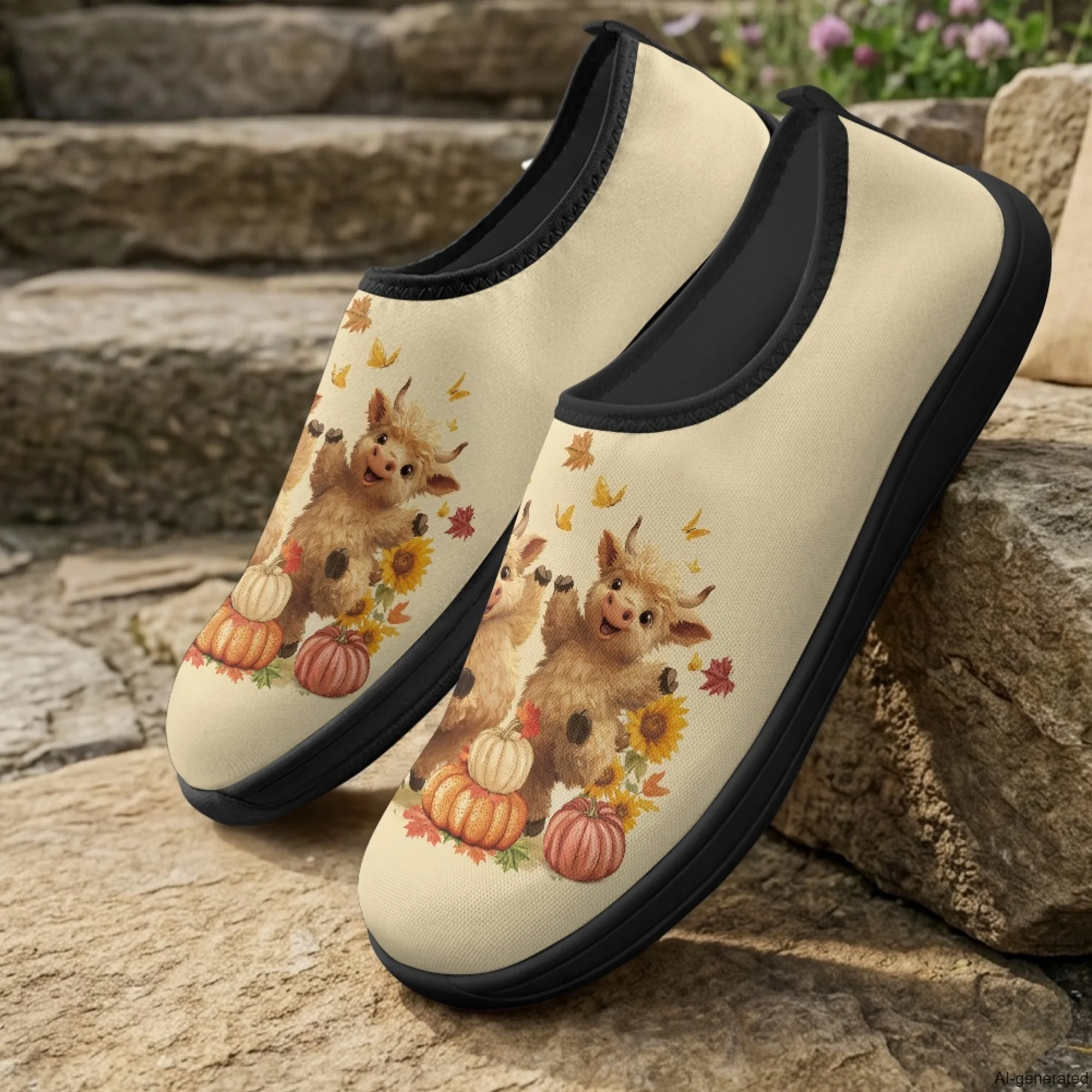 XIXIRIMIDO Slip-on Wide-toed Shoes Highland Cow Print Zapatos De Mujer Men's Sneakers and Casual Shoes Slippers Nurse Shoes