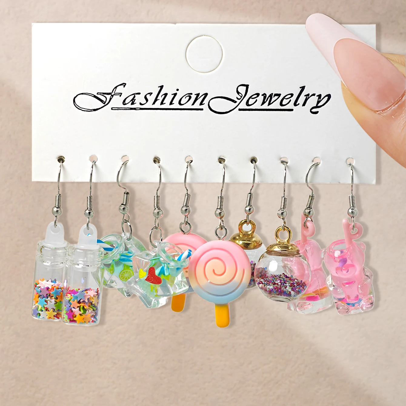 عبر الحدود الأقراط الحلوة الطازجة شخصية الإبداعية لون الحلوى الغذاء وهمية الملونة الكرتون الراتنج الأقراط مجموعة