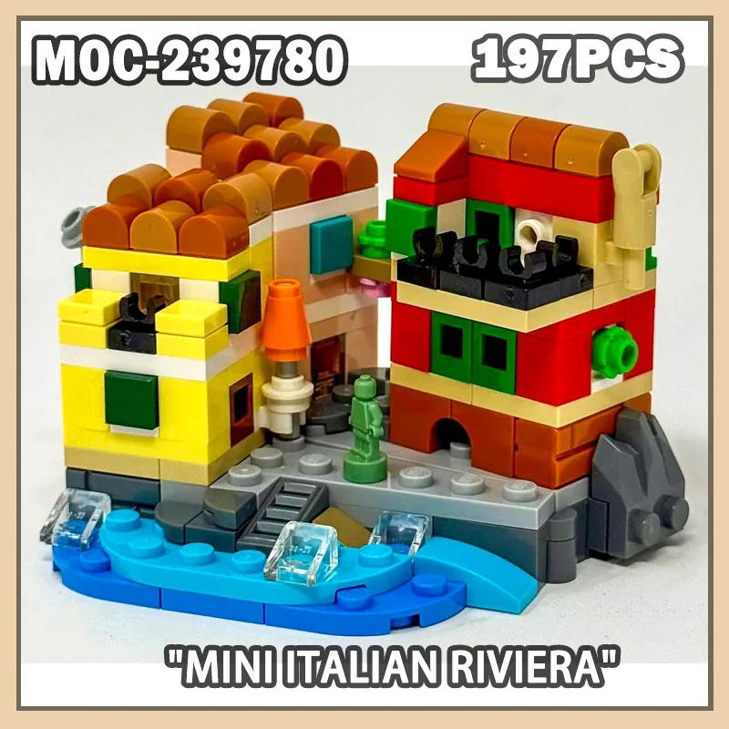 

MOC-239780 Мини-итальянский строительный блок Riviera, сборная модель города, красивый уличный пейзаж, архитектура, серия Downtown, 197 шт.