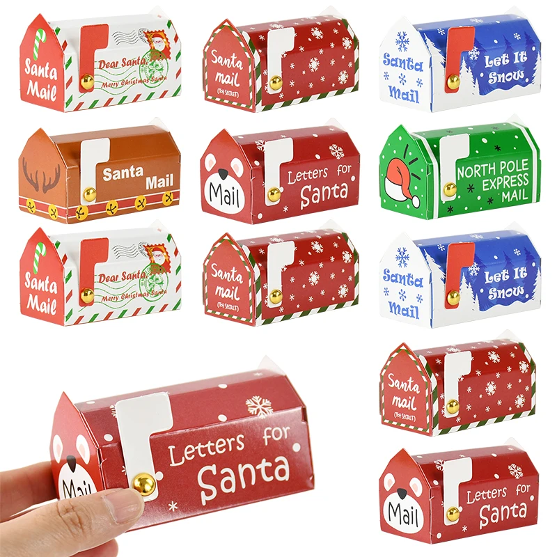 6 Stück Weihnachten Briefkasten Form Süßigkeiten Geschenk box Keks Snack Verpackung Box für Weihnachten Neujahr Party Weihnachts dekoration Navidad