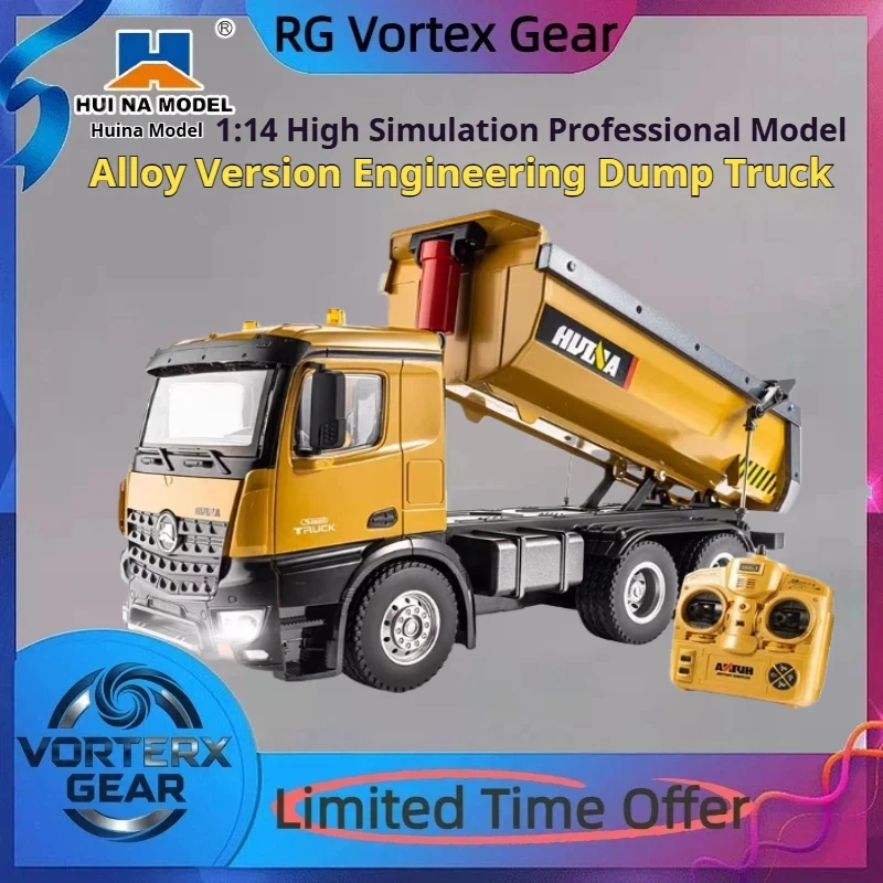 

Vortex Gear Huina 1573 1:14 Scale Remote Control Engineering Vehicle Heavy-Duty Alloy Dump Truck Ten Channel Hydraulics Toy
