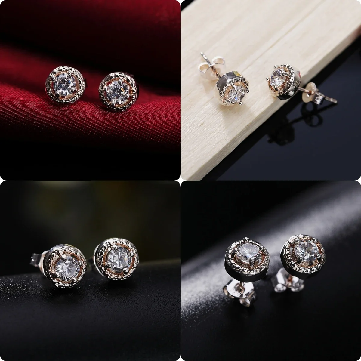 Hot charms 925 Sterling Silver Exquisite crystal studs Earrings Women Fashion Party Wedding Accessories Jewelry Holiday Gifts