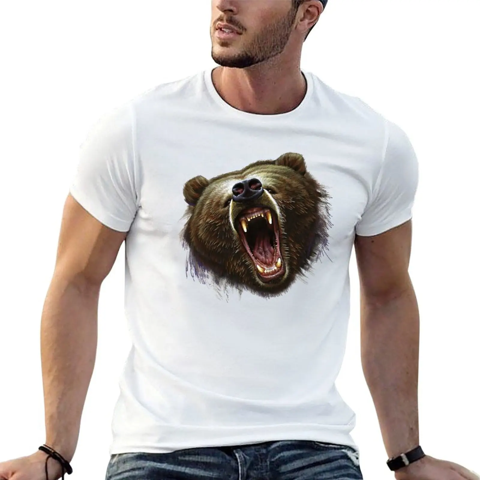 

Fierce Grizzly T-Shirt t shirts with prints funny t shirts man t shirt men 100% cotton luxury brand T-shirt
