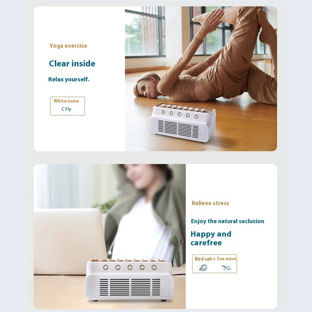 مكبر صوت أبيض اللون مع 8 أصوات طبيعية آلة صوت النوم من النوع C قابل لإعادة الشحن صوت طبيعي خلاط مكبر صوت للديكور المنزلي