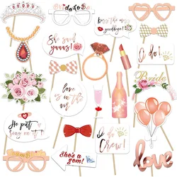 1 Set Team Bride to Be Paper Photo Props Mask Bridal Shower Wedding Decoration Paper Frame Bachelorette Supplies with Shiny