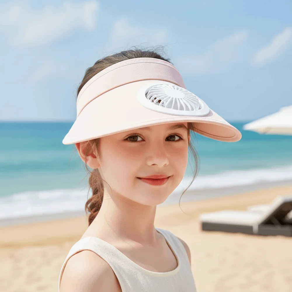 Portable Rechargeable Fan Hat Adjustable Long-lasting Empty Top Fan Hat Candy Color Breathable Wide Brim Sunscreen Cap Summer
