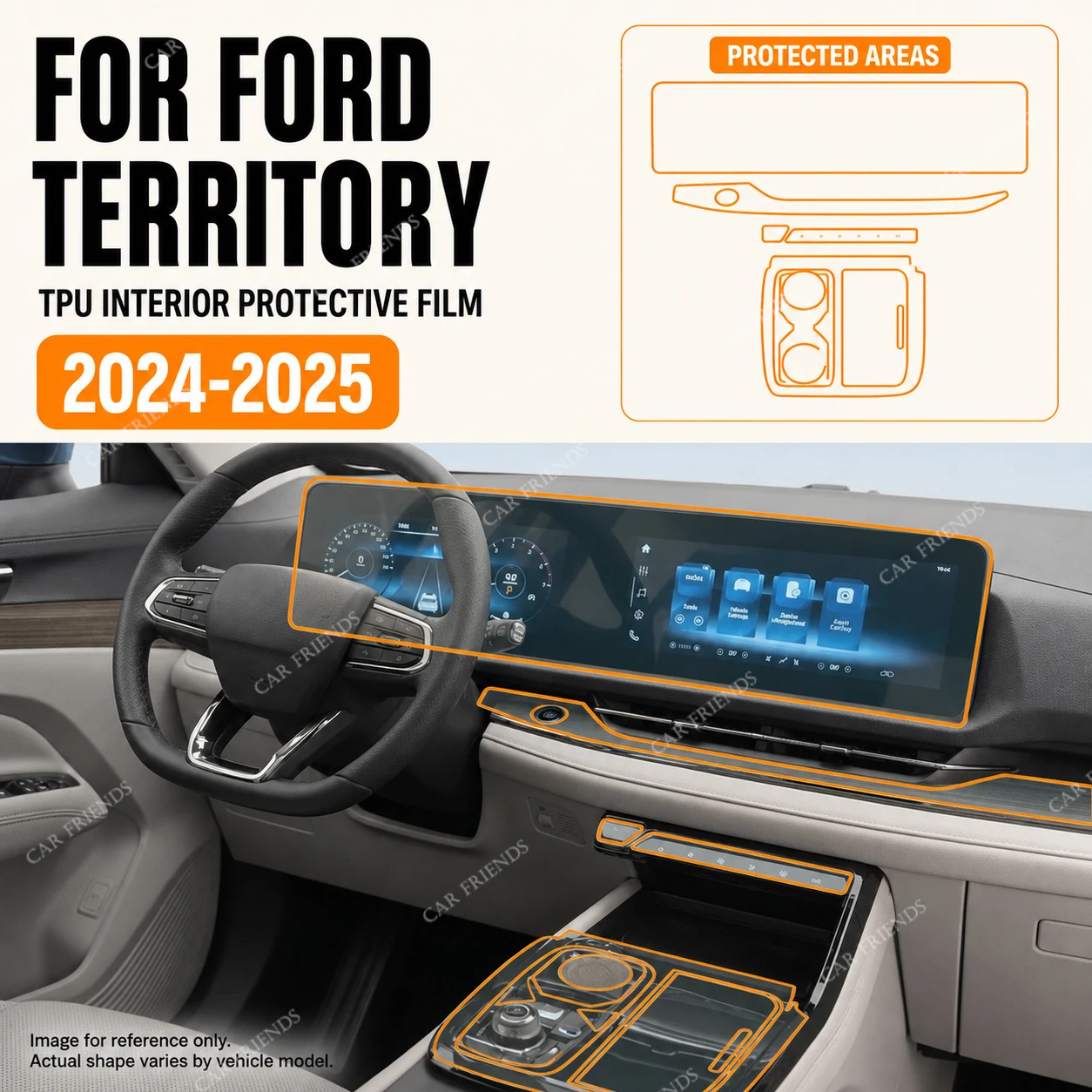 For Ford Territory 2024 2025 Equator Sport Transparent TPU PPF Pre Cut Interior Protective Film for Center Console Screen