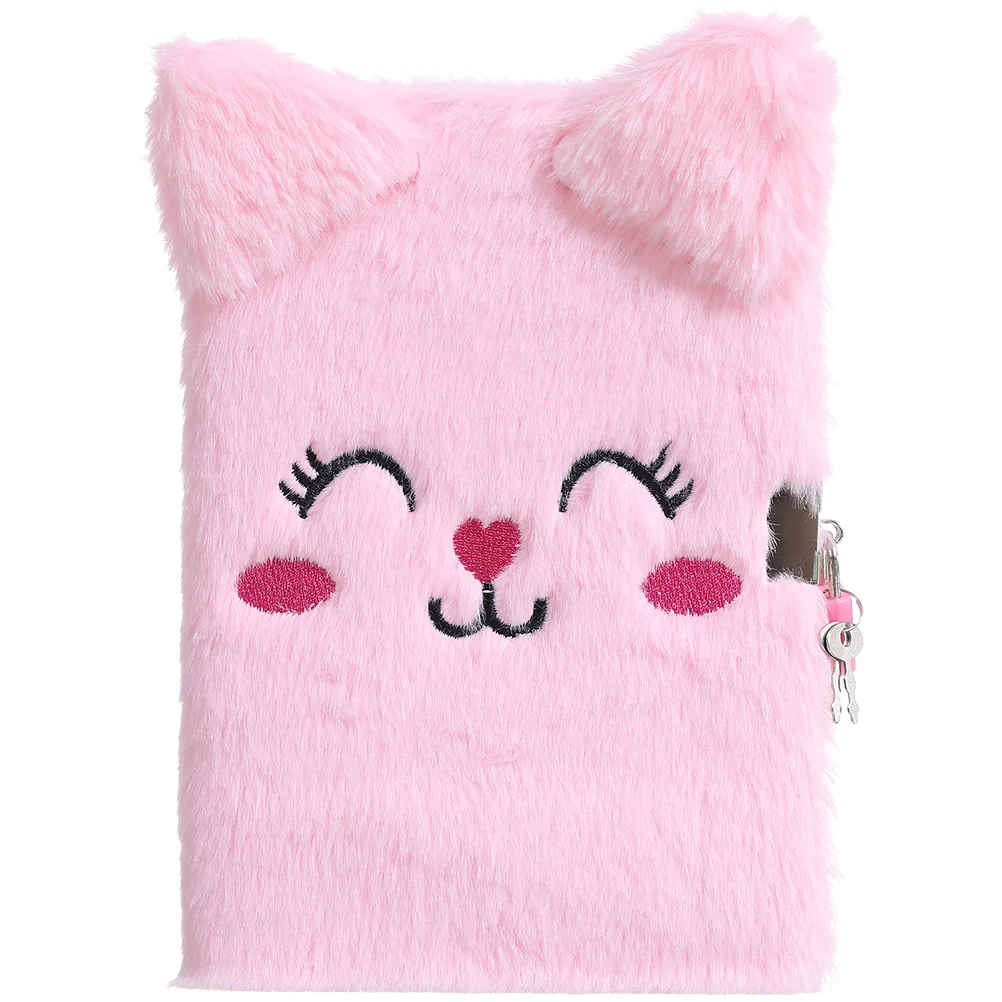 

Plush Notebook Notebooks School Diary Cartoon Children Lock for Writing Cat Paper Girl Write Supply Students