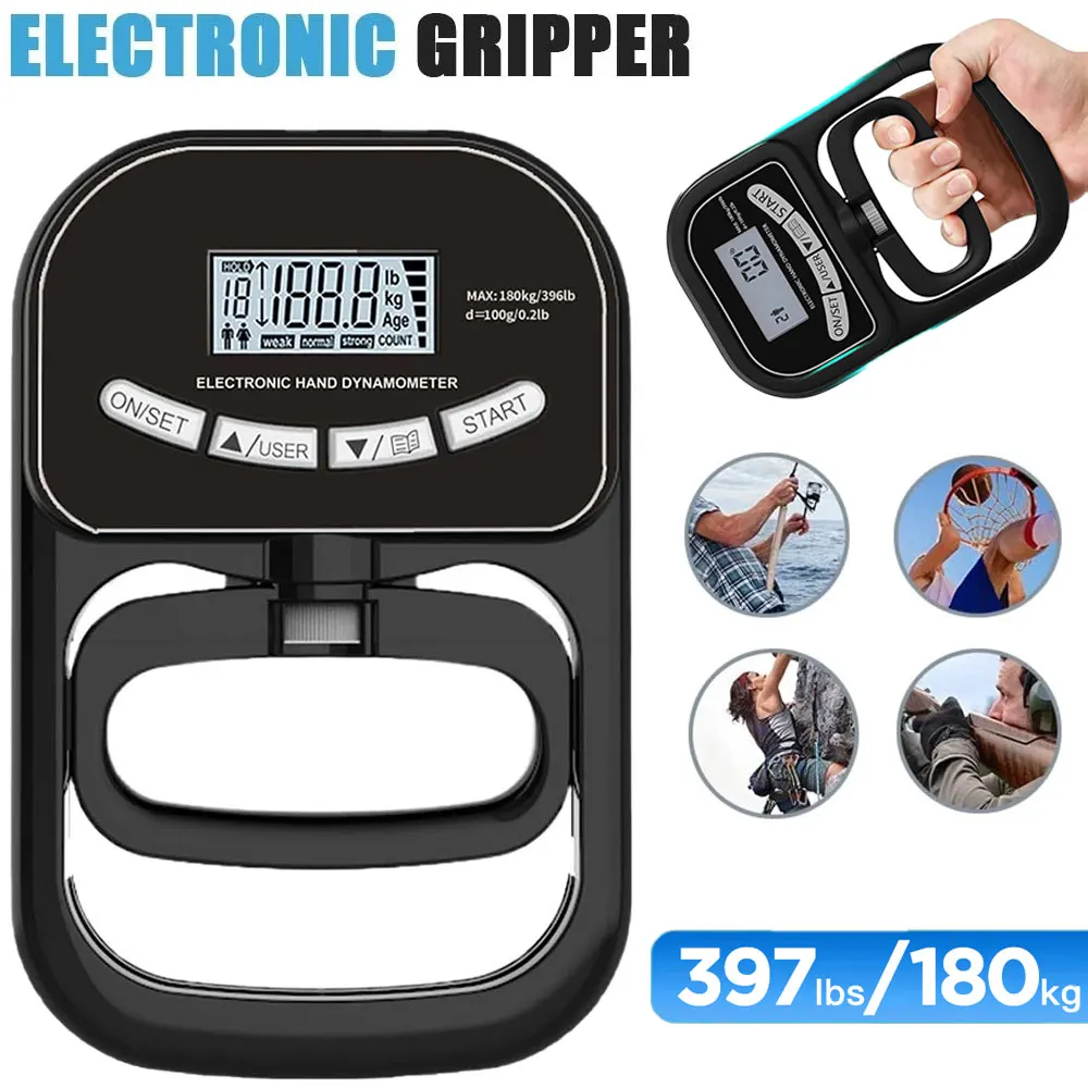 Bild 7: 180Kg Digitales Handdynamometer Griffkraft-Tester mit LCD-Bildschirm für Unterarmtraining Fingerkraft Gewichtheben