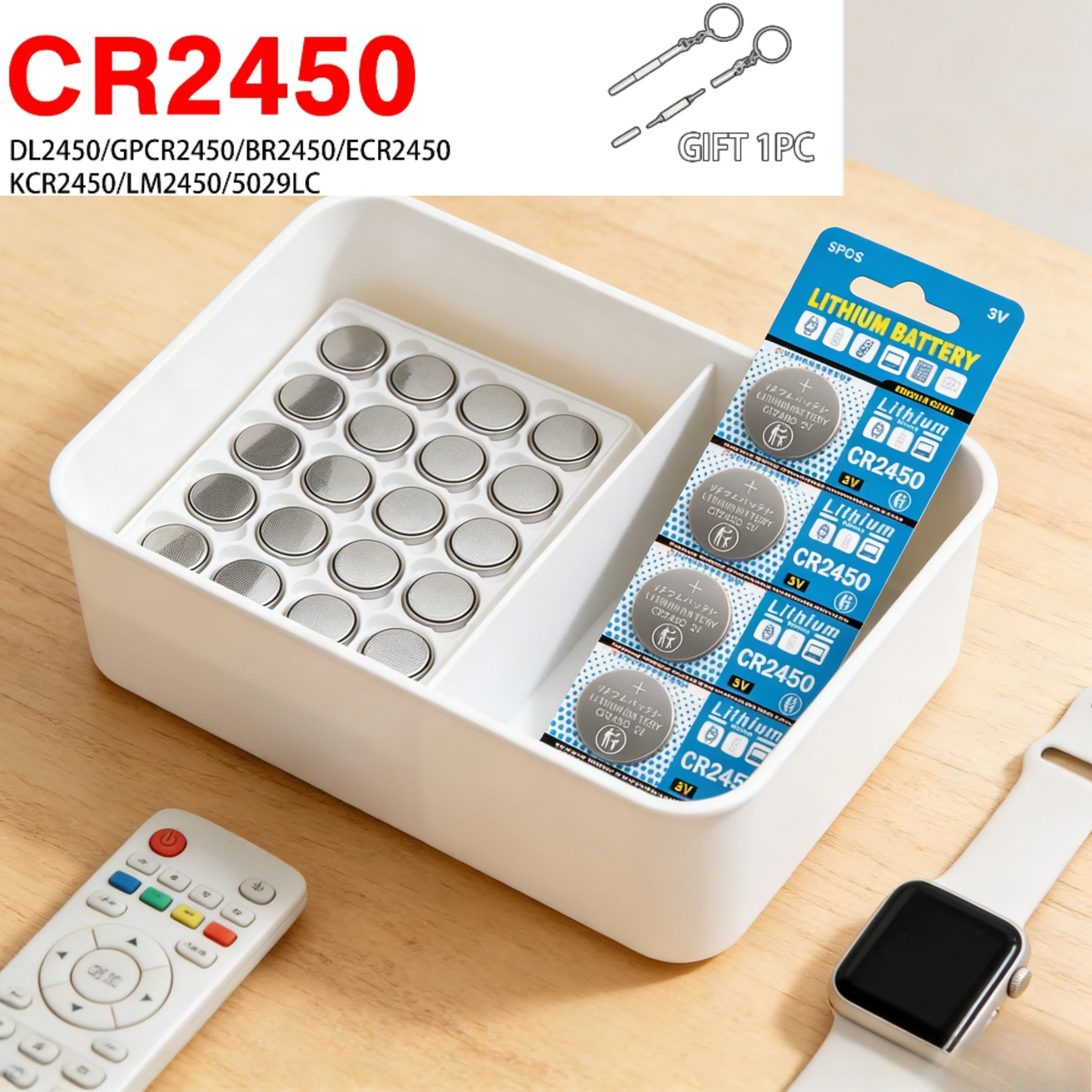 5-100PCS CR2450 Button Batteries 580mAh 3V Lithium Cell Coin Calculator Watch Battery for Remote Control Thermos Candle Lamp
