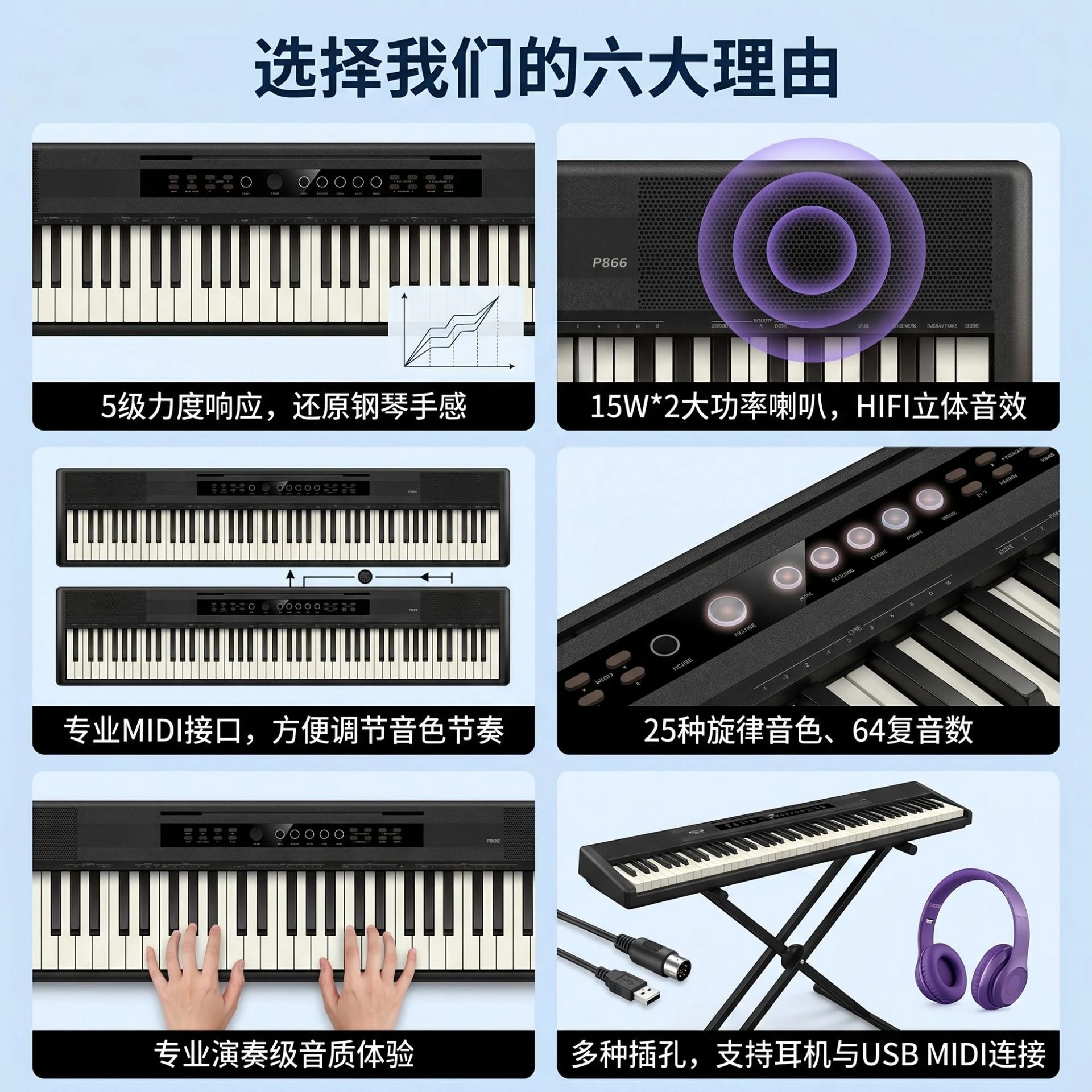 Portable electric piano, home grading multi-functional kindergarten teacher beginner electronic piano wholesale