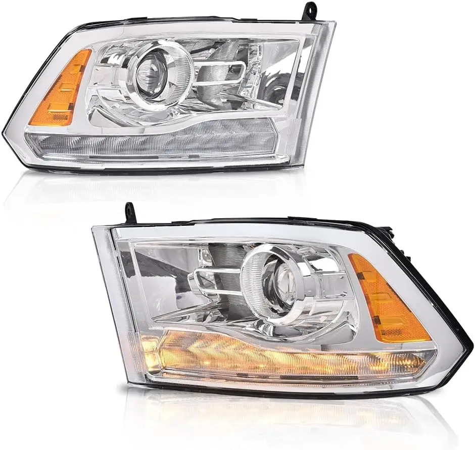 

LED Bar Plank Style Headlights Assembly Headlamp w/Bulbs Compatible With 2013-2018 Dodge Ram 1500 2500 3500 Pair Head Lamps,Not