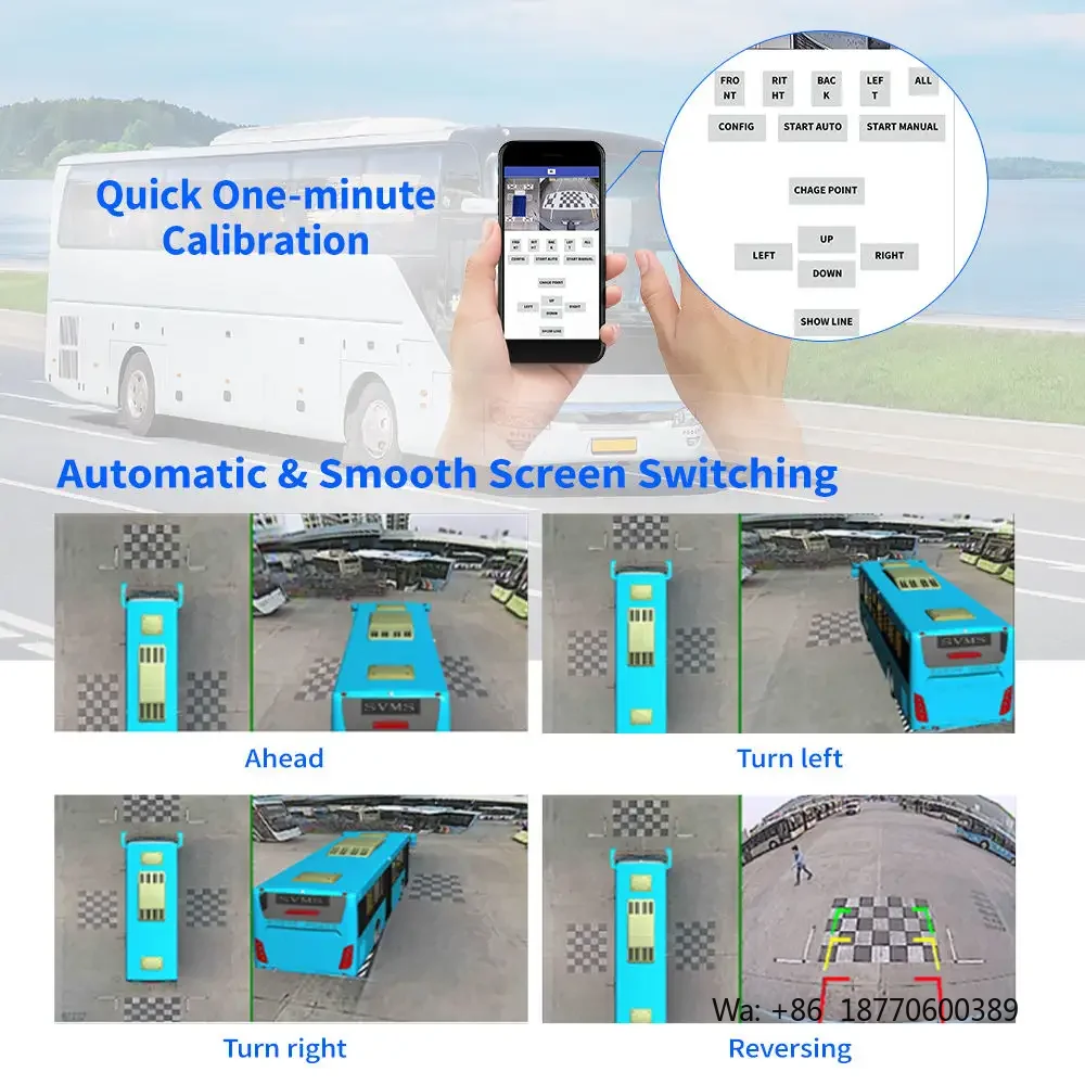 

AlwayCare 12 Channels H.264/H.265 Truck Reverse Camera System Intelligent 360 Panoramic View Fuel/Tire Sensor Support for Large