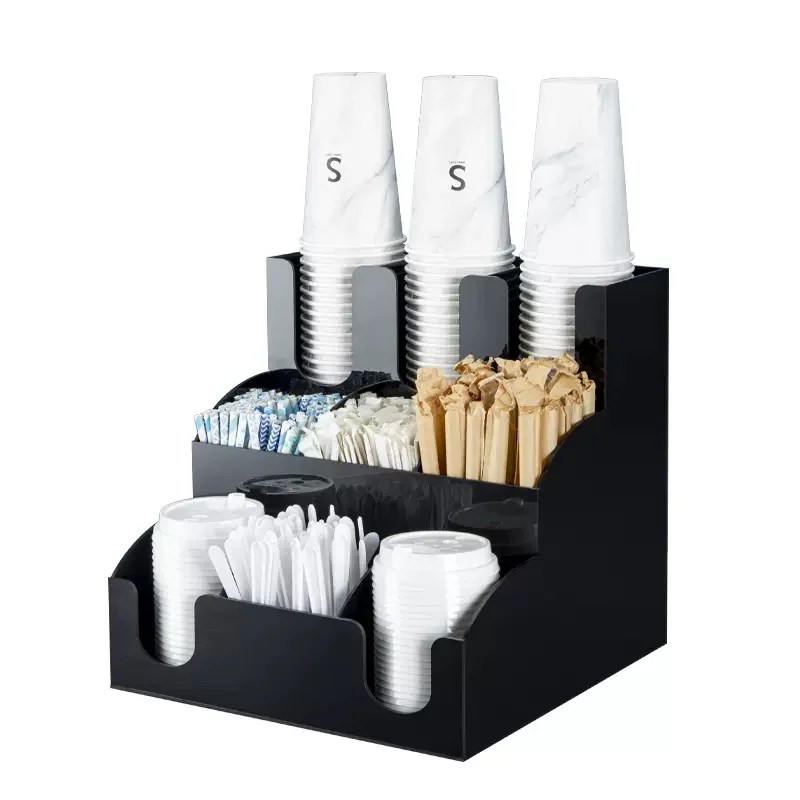 Guona Acrylic Cup Holder Coffee Bar Straw Disposable Products Commercial Cup Holder Milk Tea Shop Storage Box