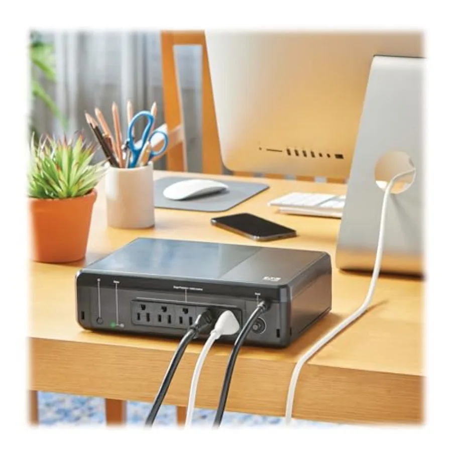 850VA UPS Desktop Battery Backup and Surge Protector 450W 5 Outlets Small Form Factor Wall Mounting Option 5ft Cord 3-Year Warr