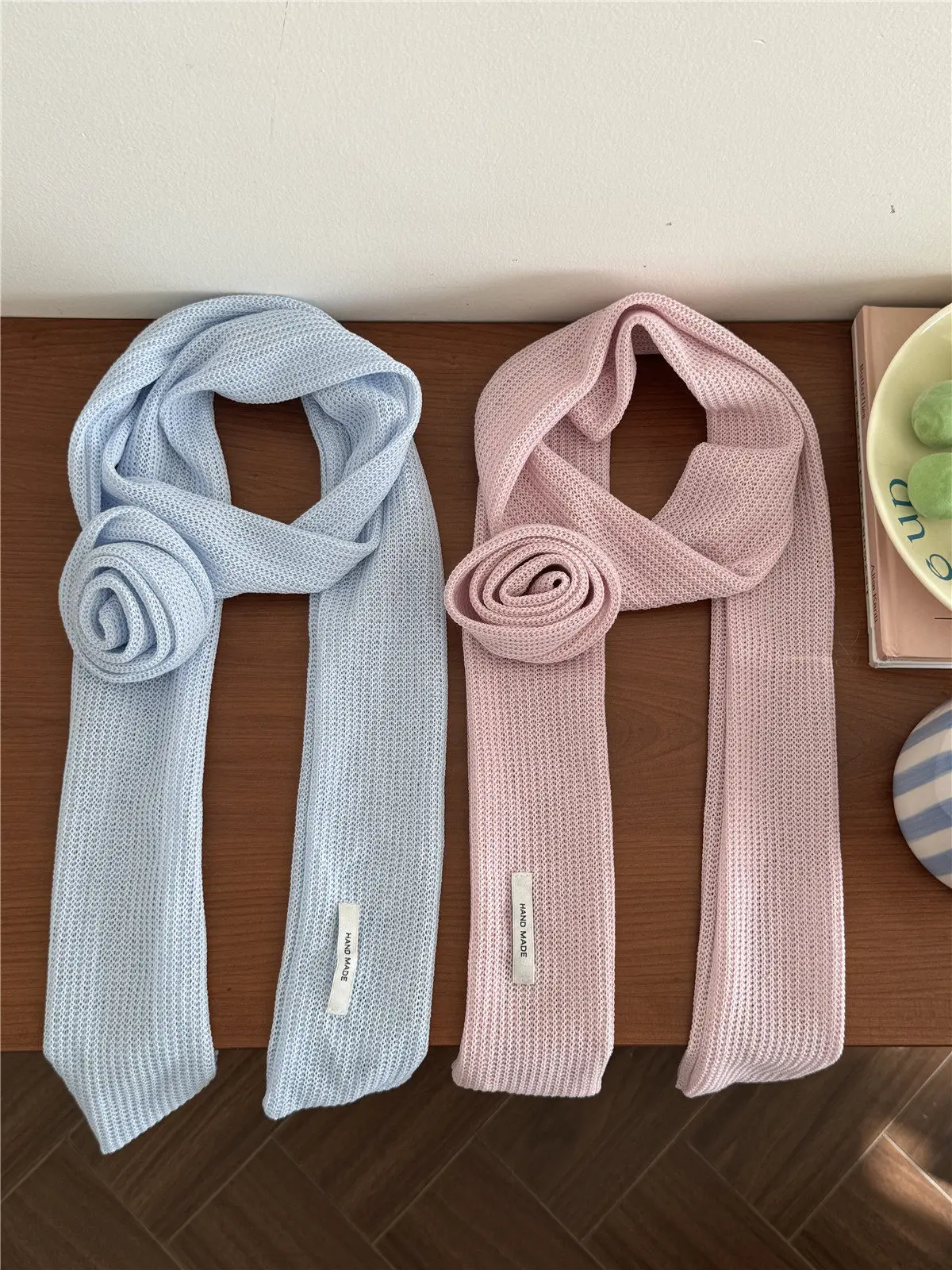 

Korean Moreland Color Rose Scarf Women's Spring and Autumn New Simple Fashion Versatile High-end Accessories Neck Decor Scarf
