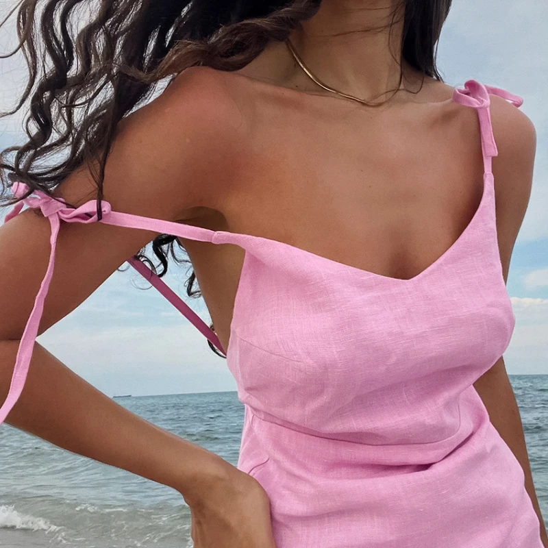 Summer Dress Women2024 Mini Vestidos Sexys Atrevidos Vestido Rosa Cotton Short Dresses Pink Midi Vintage Sexual Strapless Beach