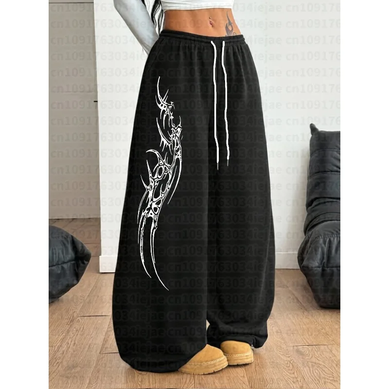 Women's Street Style Casual Sweatpants with Punk Style Patterns New Arrivals for Spring Fleece Loose Kid Streetwear Oversized
