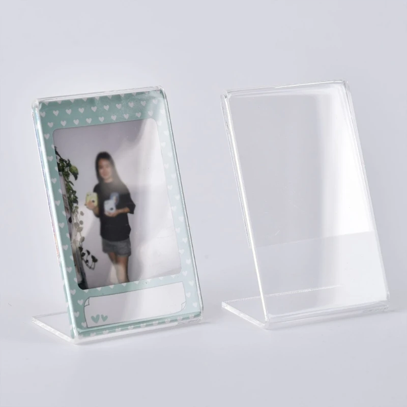 Acrylic Mini Photo Frame Holder Standing Rack Clear Photos Frames Shelf for Home Bedroom Dormitory Office Desktop Decoration