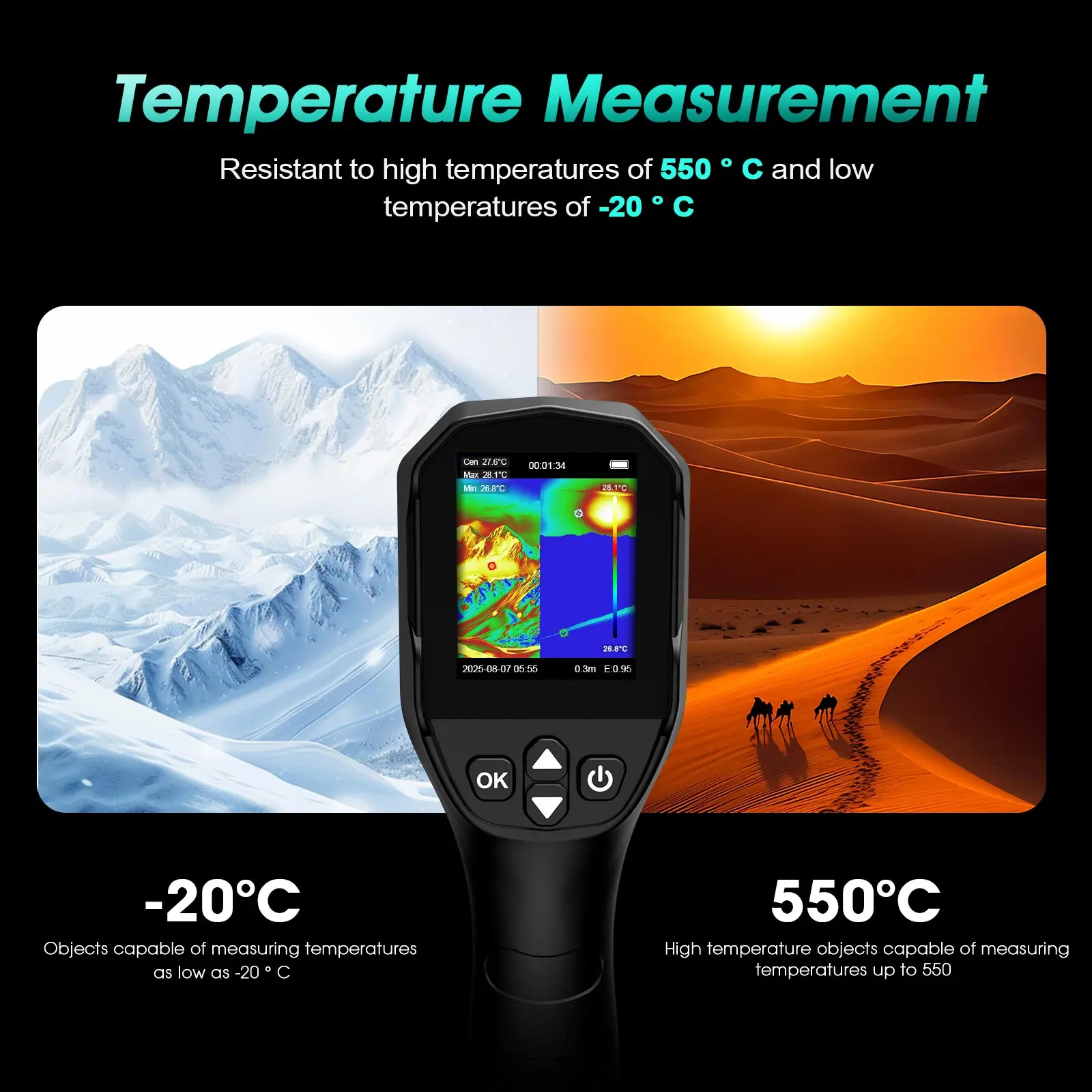 Thermal Imaging Camera Gun, Infrared Thermometer Imager w/ 240×240 TISR Resolution, 25 Hz Refresh Rate, -4°F to 1022°F for HVAC