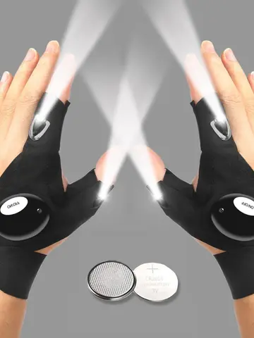 LED Half Finger Glove for Men Women Outdoor Waterproof Night Fishing Bait Cycling Running Flashlight Durable Fingerless Gloves