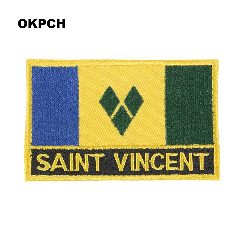 Saint Vincent Flag Embroidery Patches Iron on Saw on Transfer patches Sewing Applications for Clothes in Home&Garden