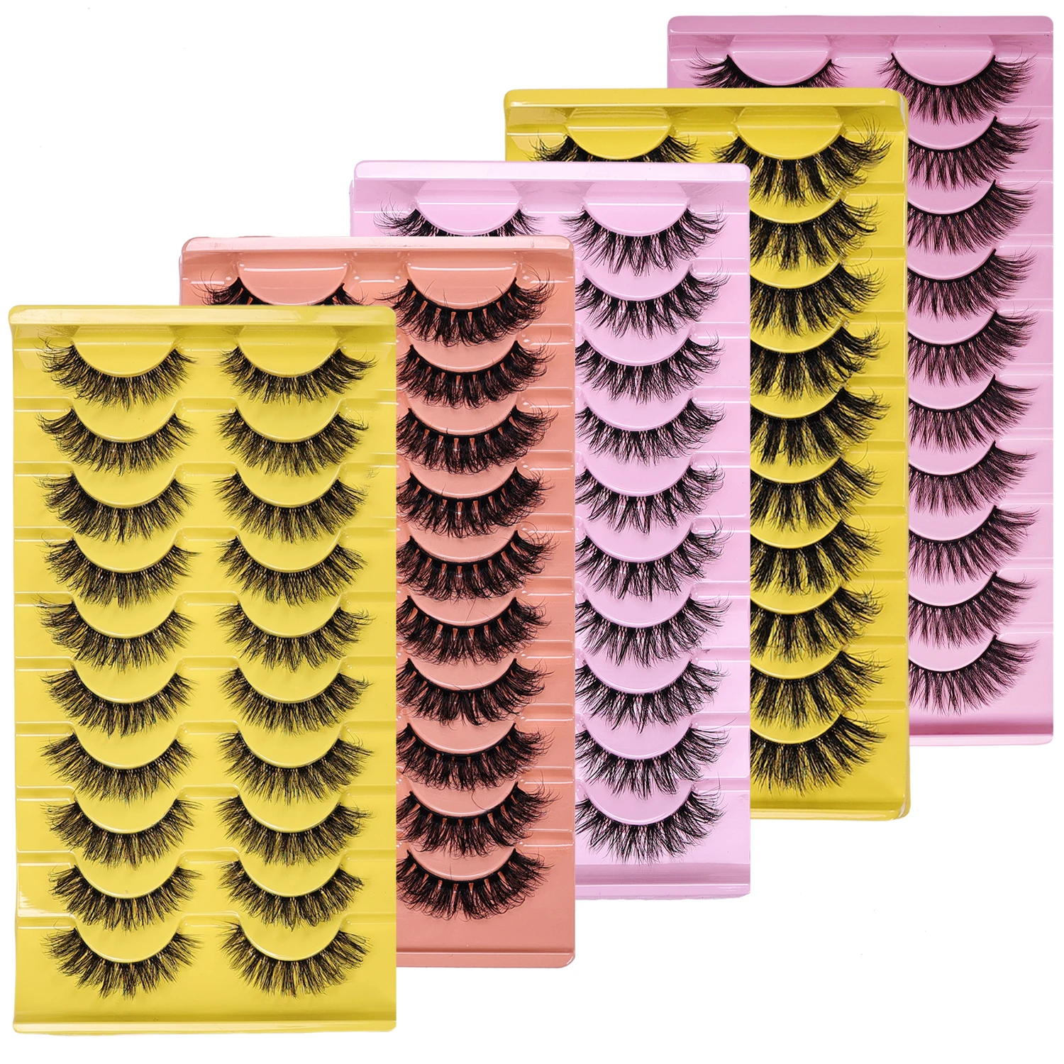 Natural Look False Eyelashes Thick Fluffy Fake Lashes Pack Wispy Strip Fake Eyelashes Cat Eye Lashes that Look Like Extensions