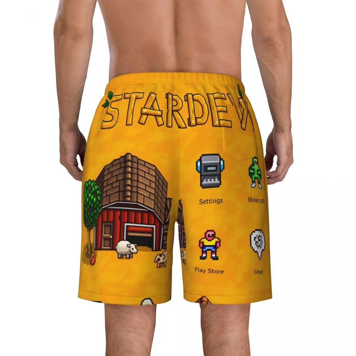 Stardew Valley Video Game Gym Shorts Summer Sports Fitness Beach Shorts Men's Quick Drying Vintage Large Size Swim Trunks