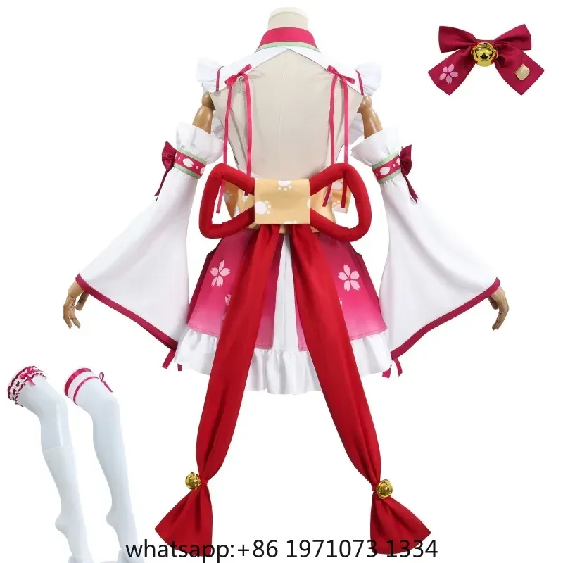 Sakura Miko Cosplay Costume Vtuber Virtual Idol Anime Kimono Style Wig Hololive Sakura Miko Idol Kimono Full Set Uniform Costume