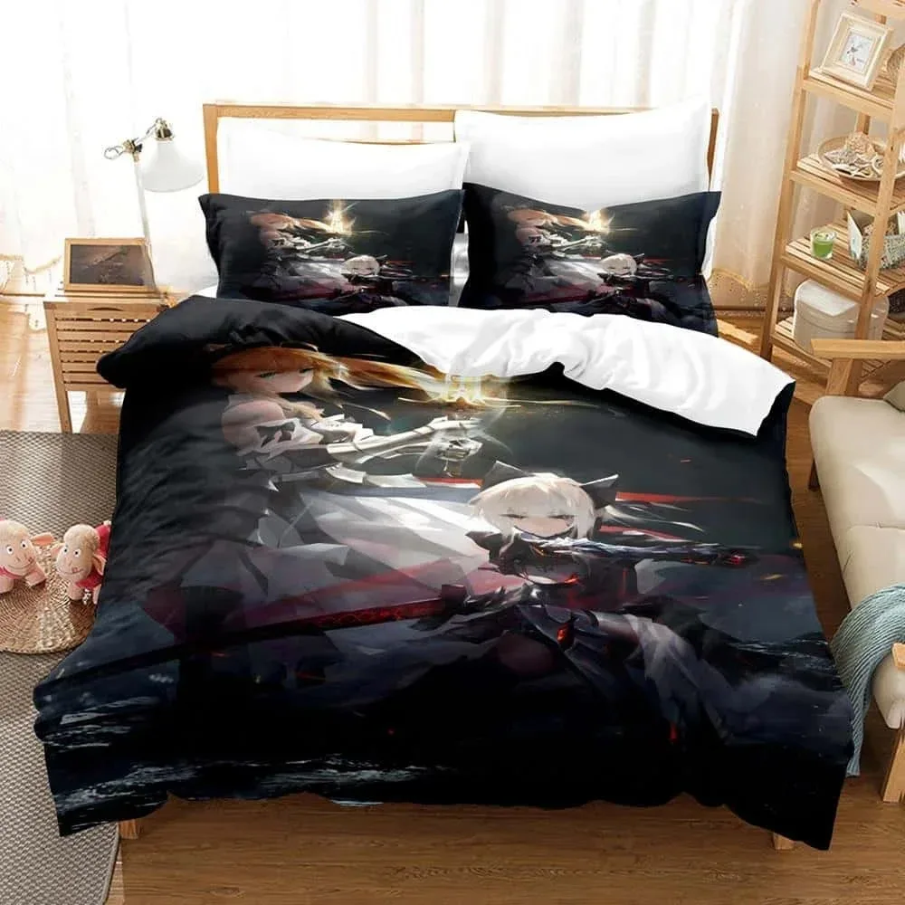 3D Printed Anime FateStay Night Saber Bedding Set Single Twin Full Queen King Size Bed Set Adult Kid Bedroom Duvet cover Sets