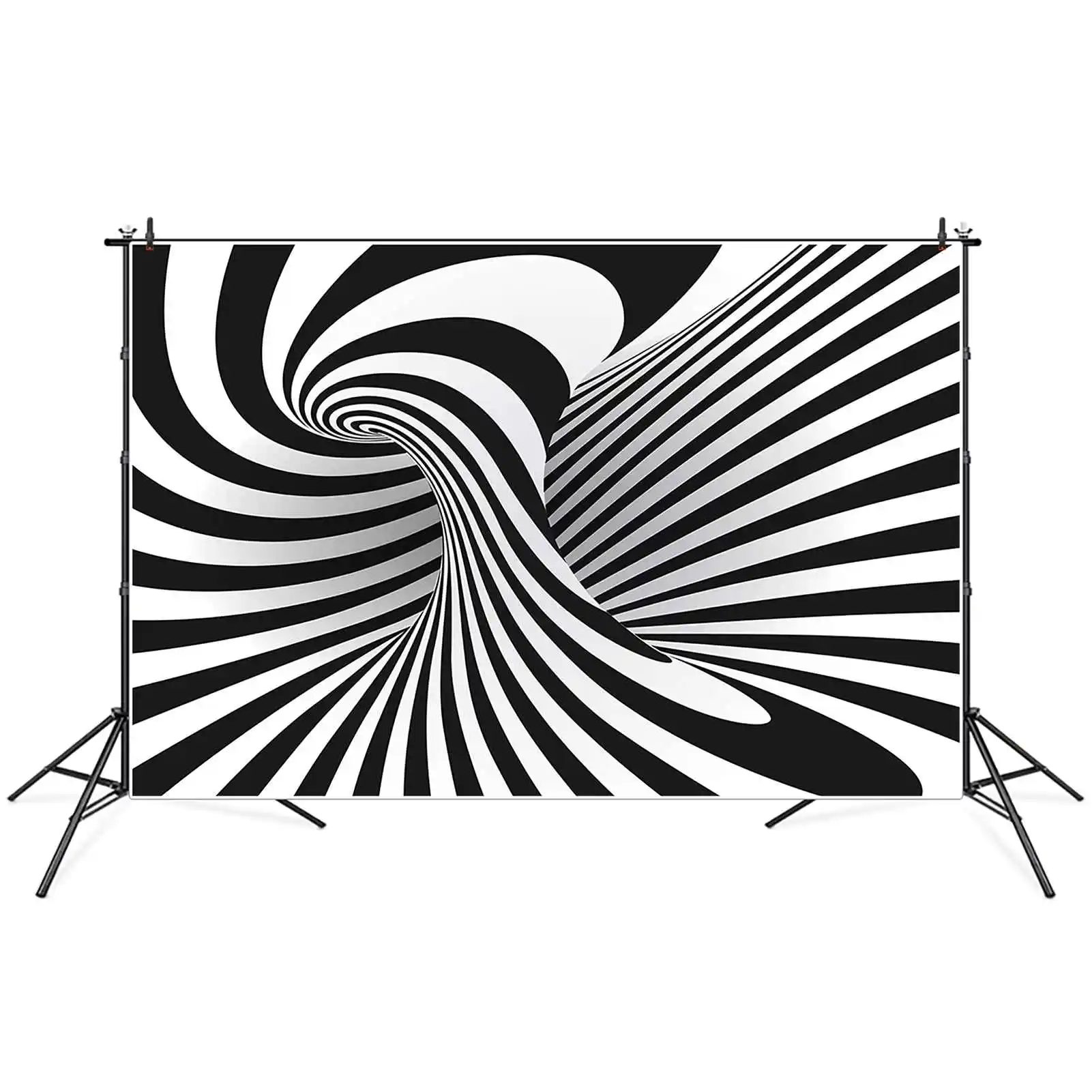 MOON.QG 3D Space Photography Backdrops Geometric Visual Illusion Photocall Backgrounds Black White Home Decoration Photo Props