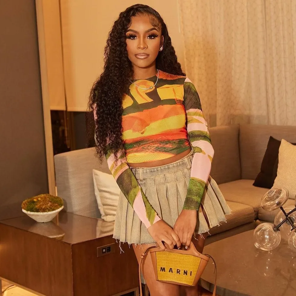 เสื้อครอปพิมพ์ลายมัดย้อมสำหรับผู้หญิงเสื้อยืดคอกลมแขนยาว