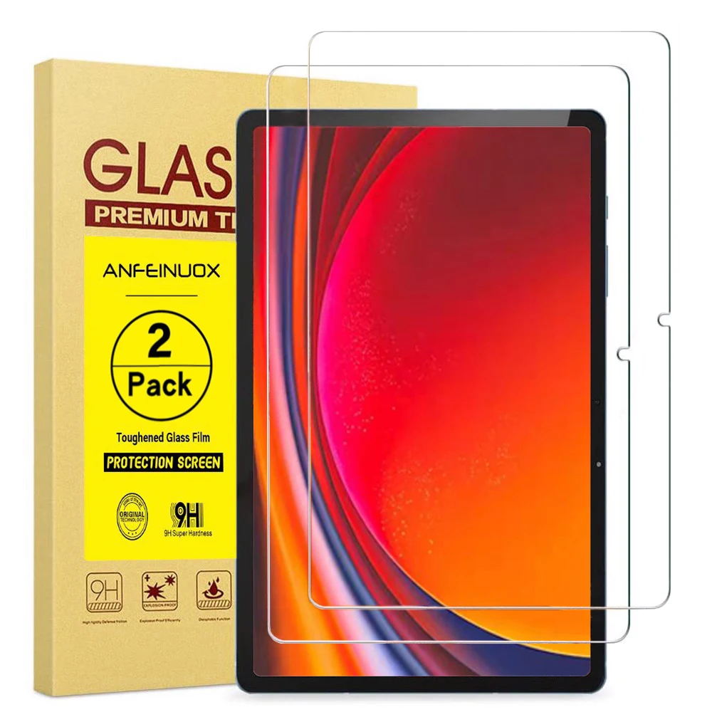 

[2 Pack] Tempered Glass For Samsung Galaxy Tab S9 FE 2.5D Curved Edge Crystal Clear, For Tab S9 X710 11-inch Anti Scratch