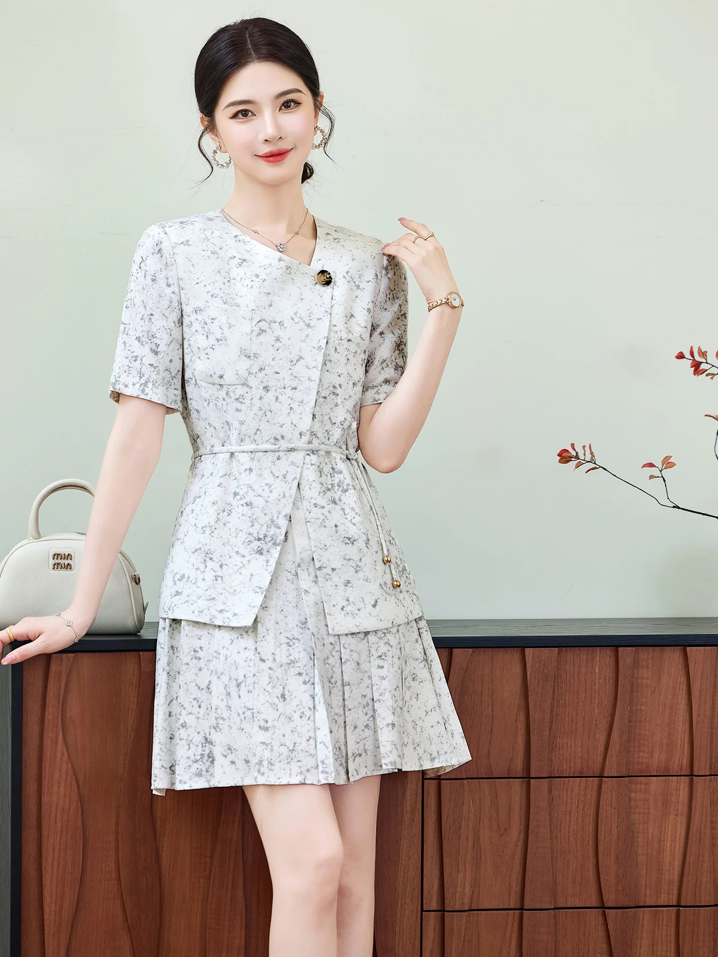 Short Sleeve Casual Women Business Work Wear Suits with Skirt and Tops Spring Summer OL Styles Professional Office Career Sets