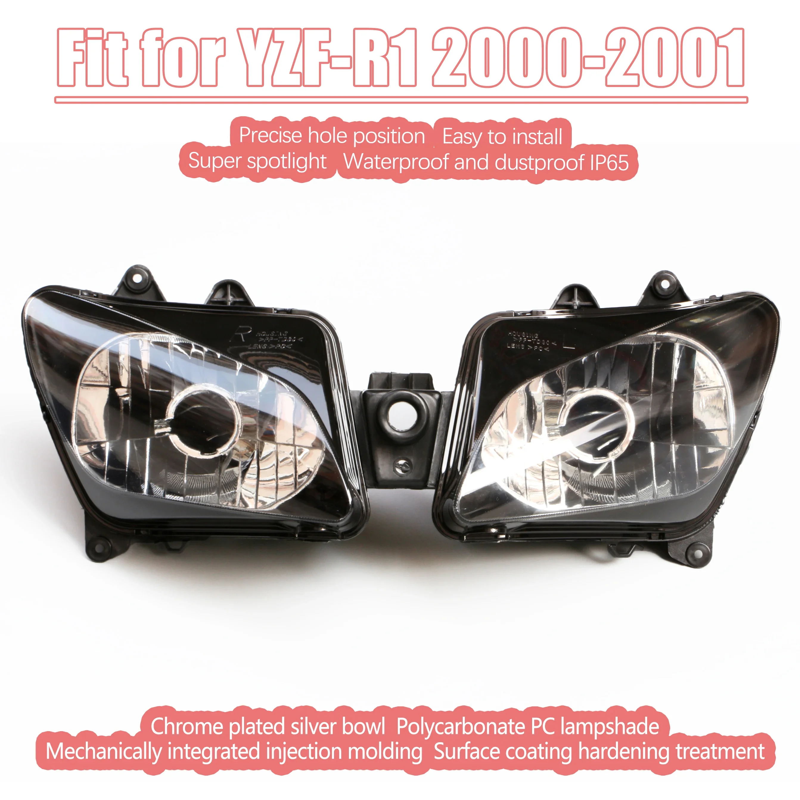 

Аксессуары для мотоциклов, подходят для YAMAHA 2000 - 2001 лампы головного света, передняя фара в сборе YZF R1 YZF 1000, фары головного света