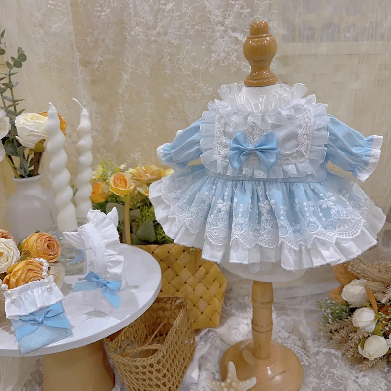 Robe ciel bleu, vêtements de poupée en coton de 20cm, robe de poupée de 10mm, jupe de poupée reborn de 50cm