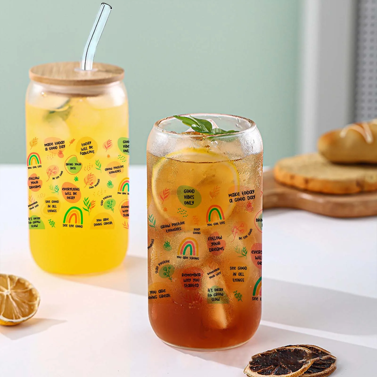 Inspiring Printed 16oz Sublimation Glass Can Soda Cup With Lid&Straw Coffee Glass Mug Holiday Season Gift Party Drinkare