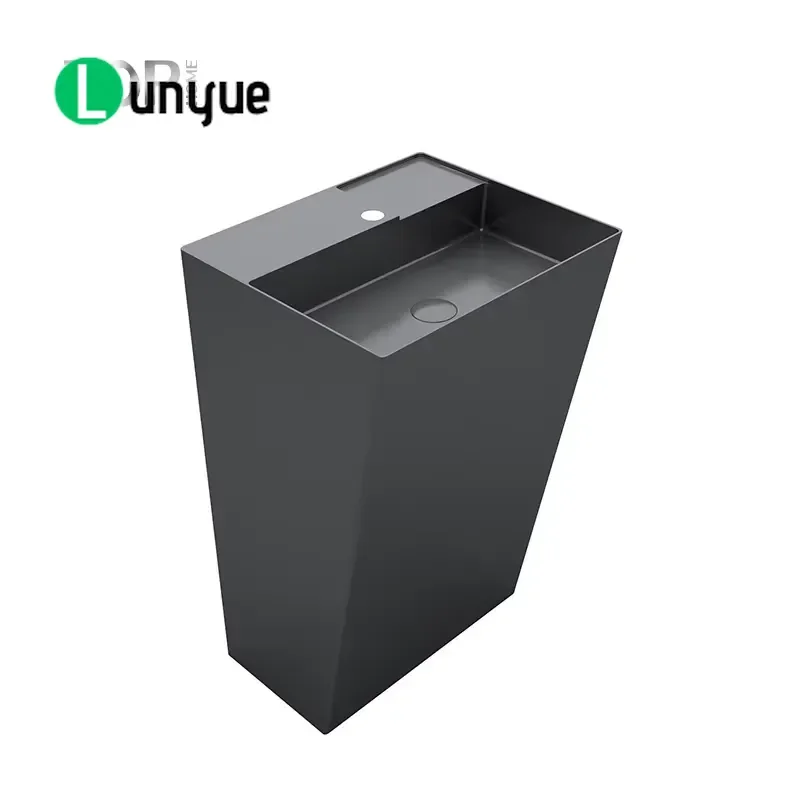 Luxury Modern Rectangular Stainless Steel Single Hole Wash Basin Hand Painted Easy Cleaning for Hotel Bathroom
